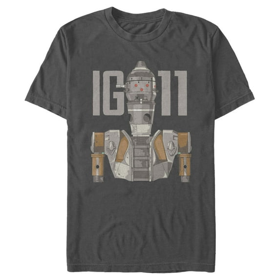 Men's Star Wars: The Mandalorian IG-11 Droid Illustrated Graphic Tee Charcoal Large
