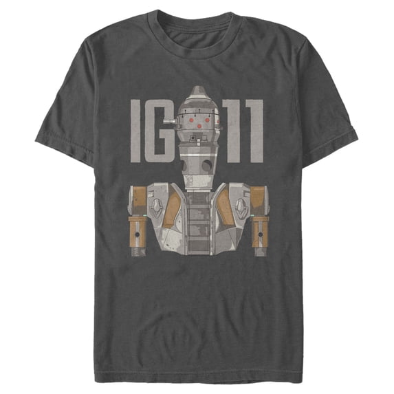 Men's Star Wars: The Mandalorian IG-11 Droid Illustrated Graphic Tee Charcoal Medium