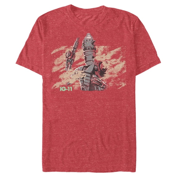 Men's Star Wars: The Mandalorian IG-11 Dusty Droid Graphic Tee Red Heather Large