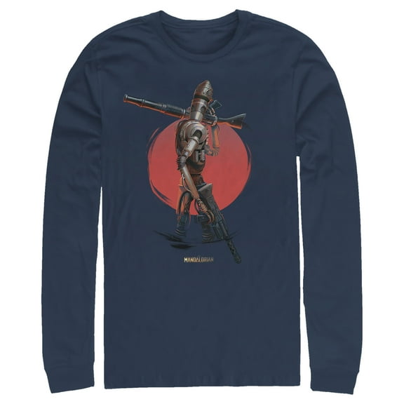Men's Star Wars: The Mandalorian IG-11 Dusty Sunset  Long Sleeve Shirt Navy Blue Small