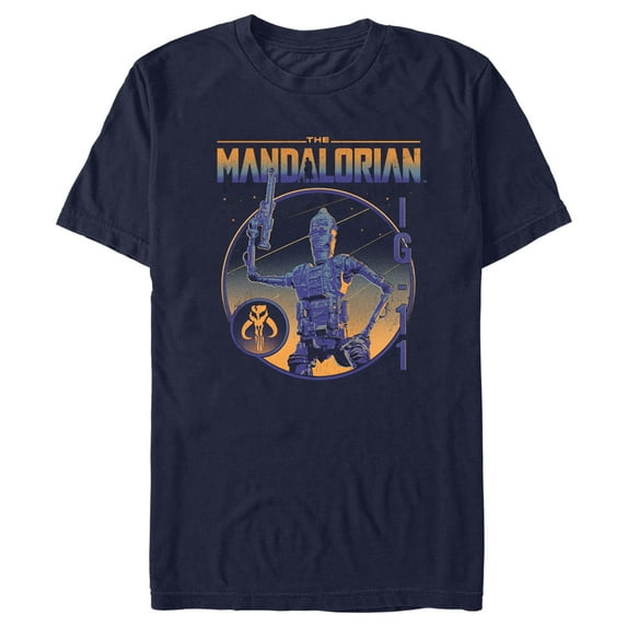 Men's Star Wars: The Mandalorian IG-11 Portrait Graphic Tee Navy Blue X Large