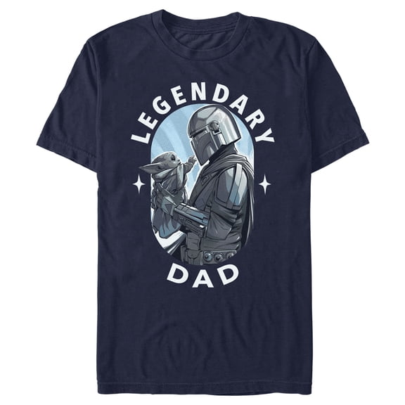 Men's Star Wars: The Mandalorian Legendary Dad Din Djarin and Grogu Graphic Tee Navy Blue Medium