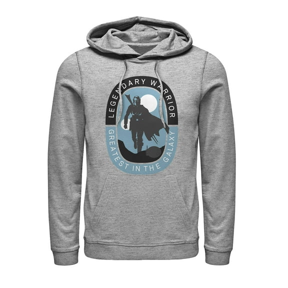 Men's Star Wars: The Mandalorian Legendary Warrior Pull Over Hoodie Athletic Heather Large