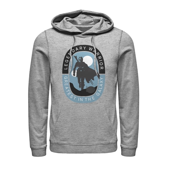 Men's Star Wars: The Mandalorian Legendary Warrior Pull Over Hoodie Athletic Heather Medium