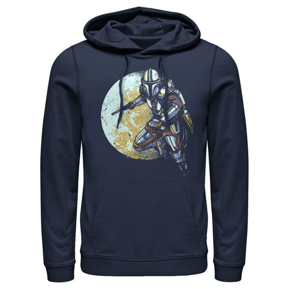 Men's Star Wars: The Mandalorian Mandalore's Moon Pull Over Hoodie Navy Blue 2X Large