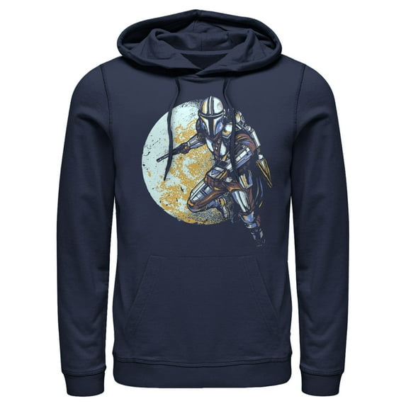 Men's Star Wars: The Mandalorian Mandalore's Moon Pull Over Hoodie Navy Blue Small