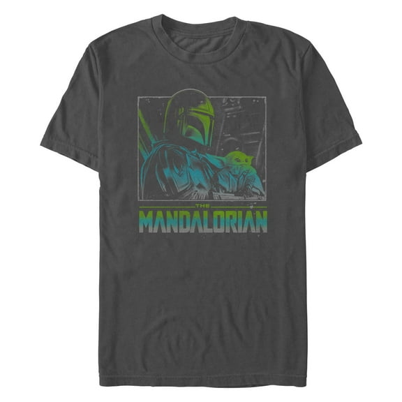 Men's Star Wars: The Mandalorian Mando Grogu Green Distressed Graphic T-Shirt