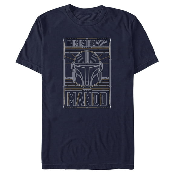 Men's Star Wars: The Mandalorian Mando This is the Way Line Art  Graphic Tee Navy Blue X Large