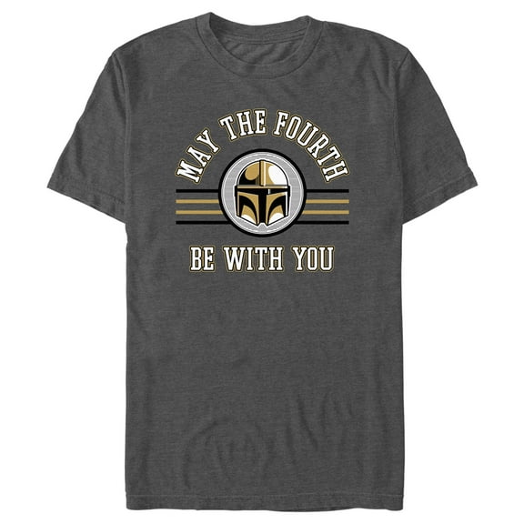 Men's Star Wars: The Mandalorian May the Fourth Be With You Din Djarin Graphic Tee Charcoal Heather 3X Large