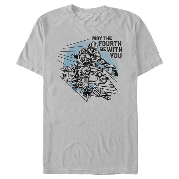 Men's Star Wars: The Mandalorian May the Fourth Be With You Graphic Tee Silver X Large