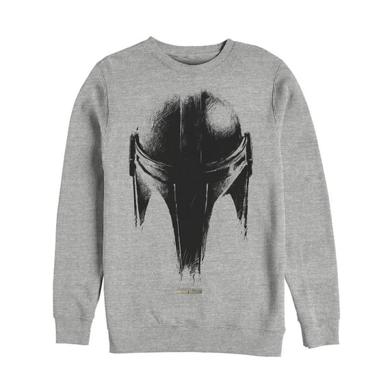 Men's Star Wars: The Mandalorian Metallic Helmet Sweatshirt Athletic Heather Small