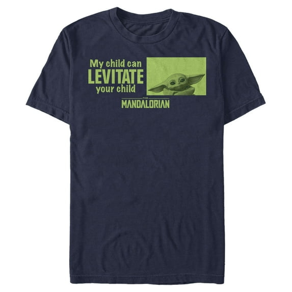 Men's Star Wars: The Mandalorian My Child Can Levitate Your Child Graphic Tee Navy Blue 2X Large