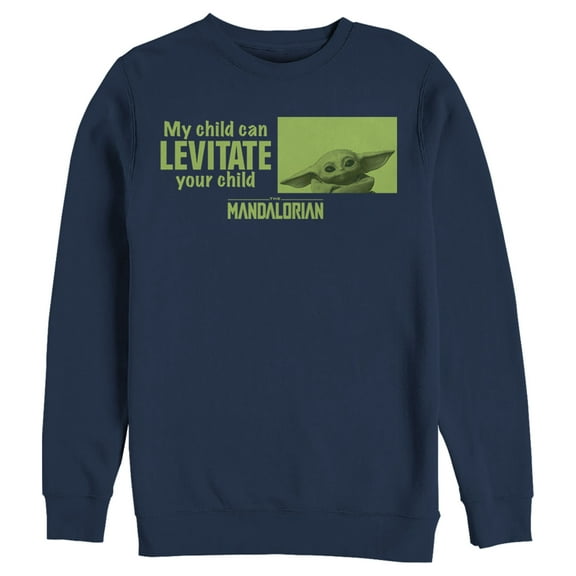 Men's Star Wars: The Mandalorian My Child Can Levitate Your Child  Sweatshirt Navy Blue Small