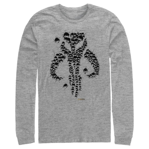 Men's Star Wars: The Mandalorian Mythosaur Bullet Hole Long Sleeve Shirt Athletic Heather Medium