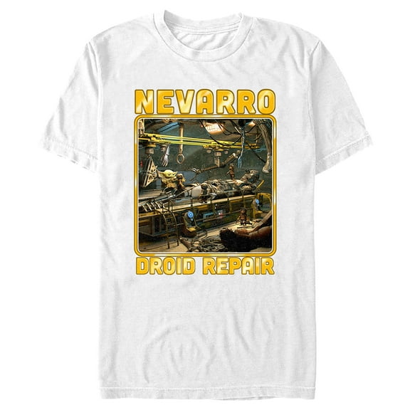 Men's Star Wars: The Mandalorian Nevarro Droid Repair Graphic Tee White Small