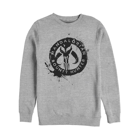 Men's Star Wars: The Mandalorian Paint Splatter Emblem Sweatshirt Athletic Heather Large