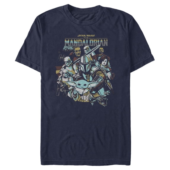 Men's Star Wars: The Mandalorian Protect The Child Graphic Tee Navy Blue 2X Large