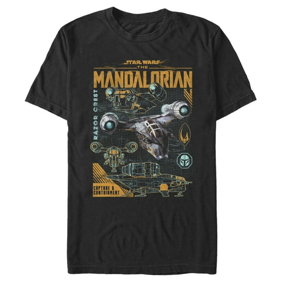 Men's Star Wars: The Mandalorian Razor Crest Capture and Containment  Graphic Tee Black Medium