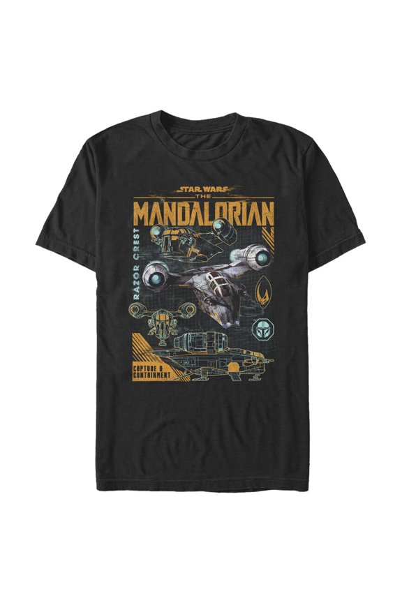 Men's Star Wars: The Mandalorian Razor Crest Capture and Containment  Graphic Tee Black X Large