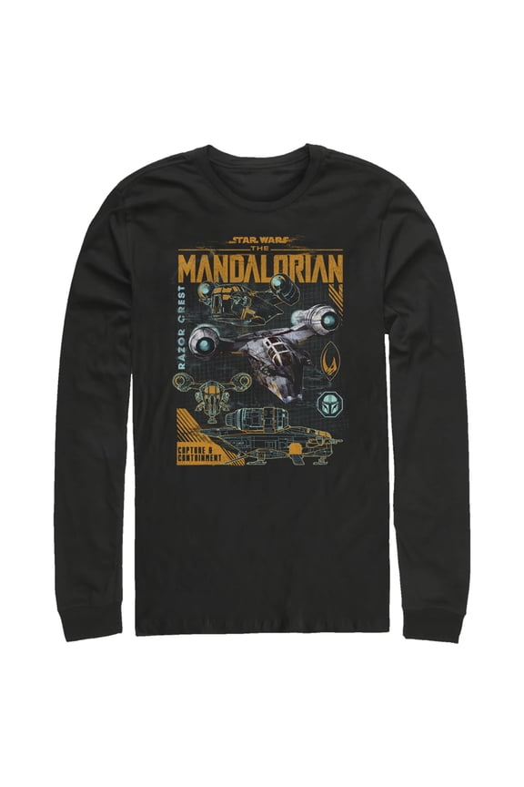 Men's Star Wars: The Mandalorian Razor Crest Capture and Containment Long Sleeve Shirt Black X Large