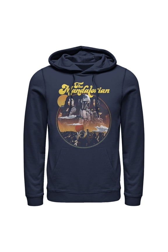 Men's Star Wars: The Mandalorian Razor Crest Crew  Pull Over Hoodie Navy Blue 2X Large