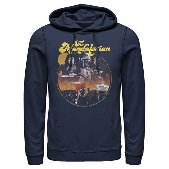 Men's Star Wars: The Mandalorian Razor Crest Crew Pull Over Hoodie Navy Blue Small