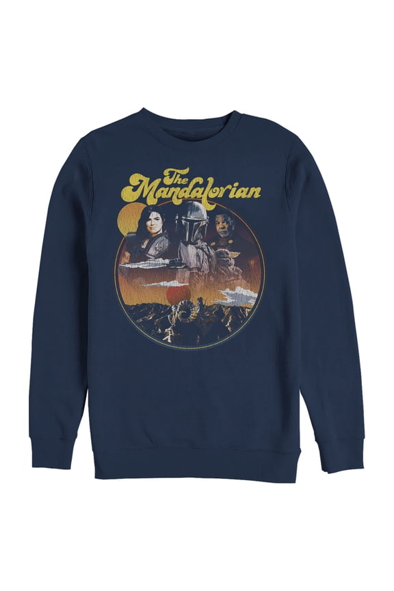 Men's Star Wars: The Mandalorian Razor Crest Crew Sweatshirt Navy Blue Large