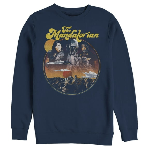 Men's Star Wars: The Mandalorian Razor Crest Crew  Sweatshirt Navy Blue X Large