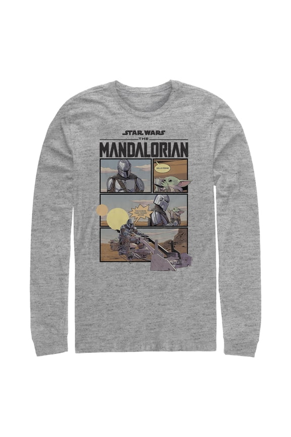 Men's Star Wars: The Mandalorian Rescue The Child  Long Sleeve Shirt Athletic Heather Large