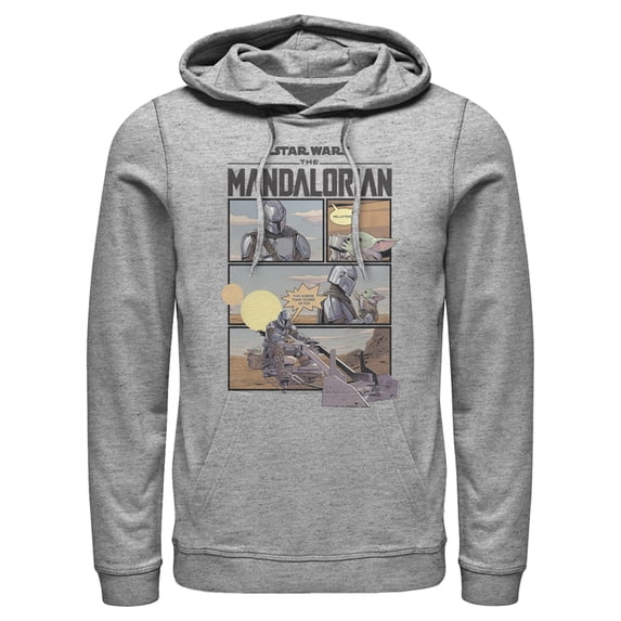 Men's Star Wars: The Mandalorian Rescue The Child Pull Over Hoodie Athletic Heather Small
