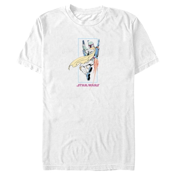 Men's Star Wars: The Mandalorian Retro Din Djarin in Action Graphic Tee White 3X Large