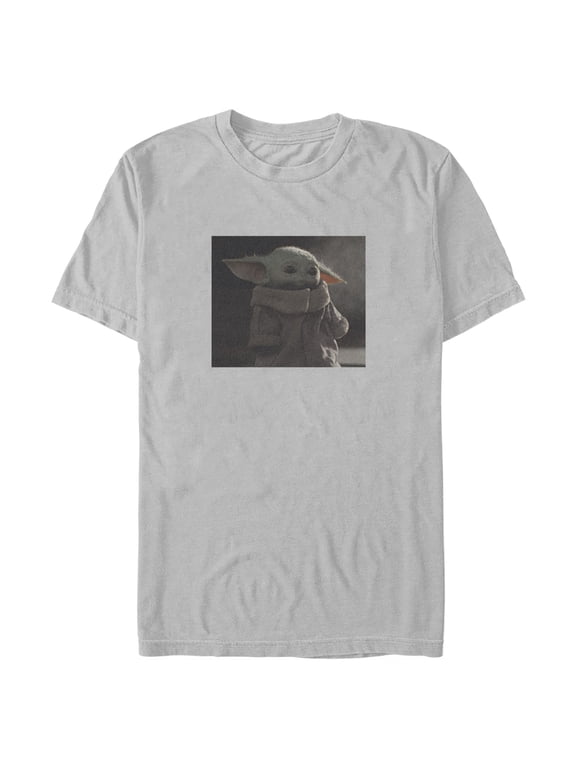 Men's Star Wars: The Mandalorian Sad Grogu Meme Graphic Tee Silver Large