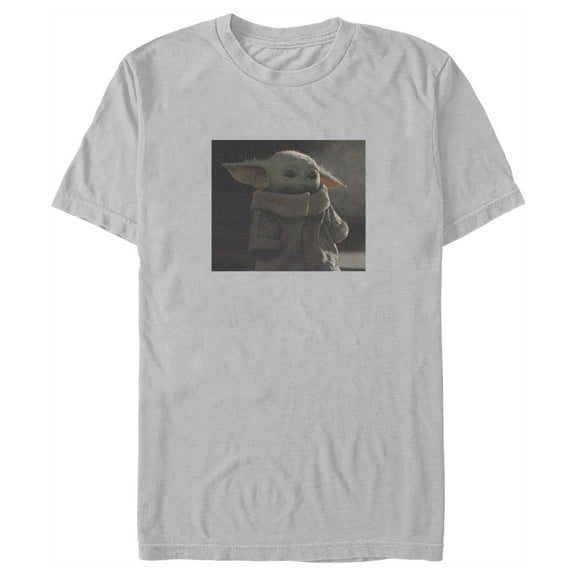 Men's Star Wars: The Mandalorian Sad Grogu Meme  Graphic Tee Silver X Large