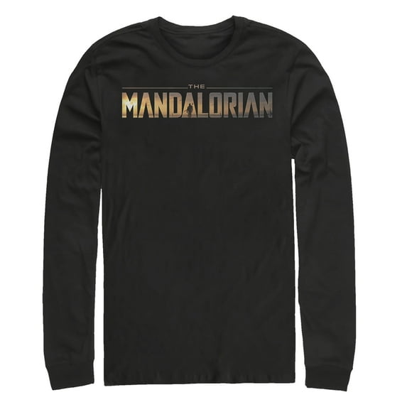 Men's Star Wars: The Mandalorian Silhouette Logo Long Sleeve Shirt Black Medium