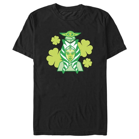 Men's Star Wars: The Mandalorian St. Patrick's Day Ahsoka Tano and Grogu  Graphic Tee Black Small