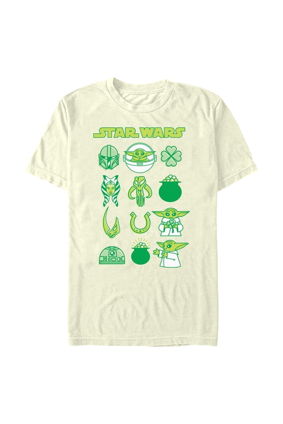 Men's Star Wars: The Mandalorian St. Patrick's Day Character Chart  Graphic Tee Beige Large