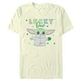 thumbnail image 1 of Men's Star Wars: The Mandalorian St. Patrick's Day Grogu Lucky One Shamrock  Graphic Tee Beige 3X Large, 1 of 4