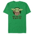 thumbnail image 1 of Men's Star Wars: The Mandalorian St. Patrick's Day Grogu May the Luck Be With You Graphic Tee Kelly Heather 2X Large, 1 of 3