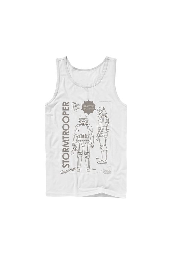 Men's Star Wars: The Mandalorian Stormtrooper Action Figure Tank Top White Small