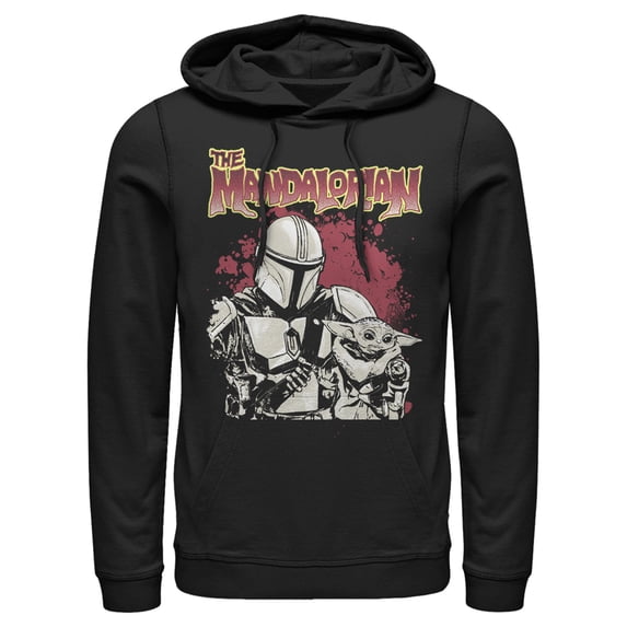 Men's Star Wars: The Mandalorian Strong Attachment Pull Over Hoodie Black 3X Large