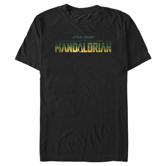 Men's Star Wars: The Mandalorian Sunset Official Logo  Graphic Tee Black Small