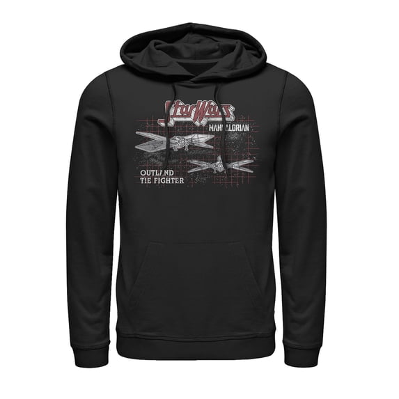 Men's Star Wars: The Mandalorian TIE Fighter Grid Pull Over Hoodie Black Large