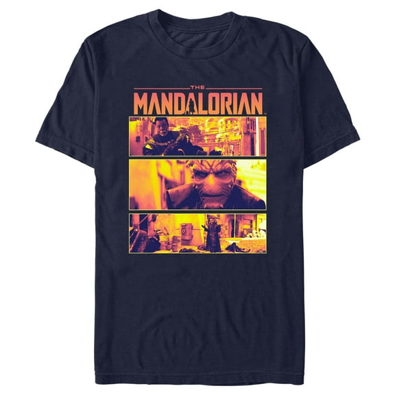 Men's Star Wars: The Mandalorian The Apostate Scenes Graphic Tee Navy Blue Large