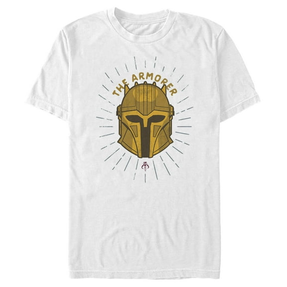 Men's Star Wars: The Mandalorian The Armorer Helmet Graphic Tee White Large
