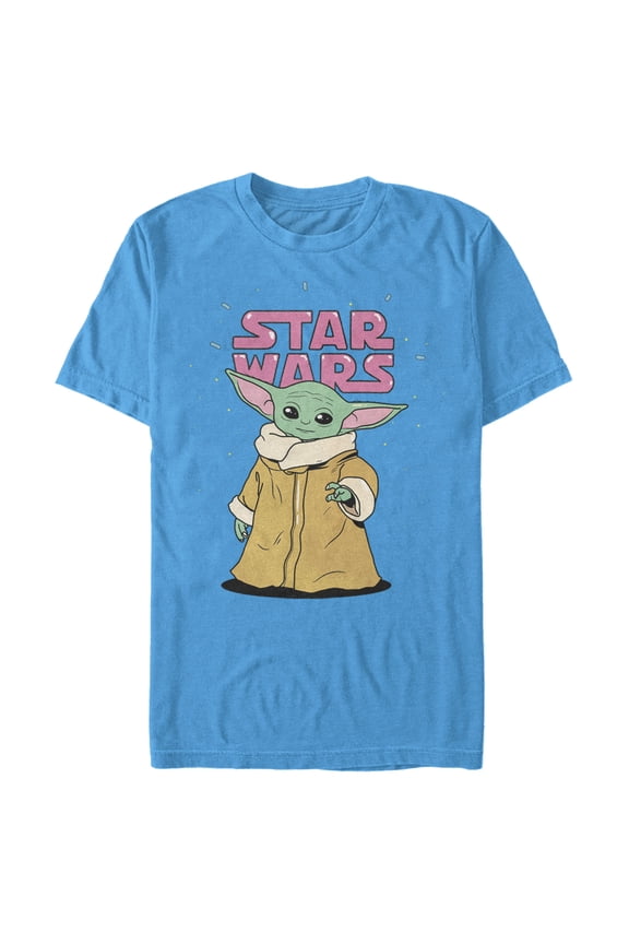Men's Star Wars: The Mandalorian The Child 80's Retro Cartoon Graphic Tee Turquoise Large