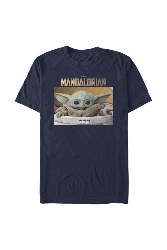Men's Star Wars: The Mandalorian The Child Bassinet Graphic Tee Navy Blue 2X Large