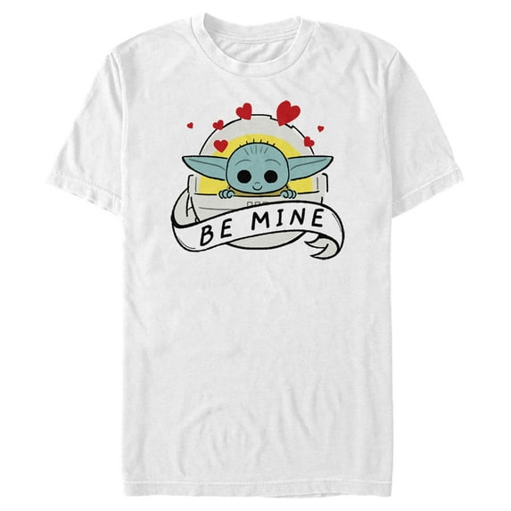 Men's Star Wars: The Mandalorian The Child Be Mine Bassinet Graphic Tee White Small