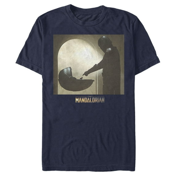 Men's Star Wars: The Mandalorian The Child Bounty Silhouette Graphic Tee Navy Blue Small