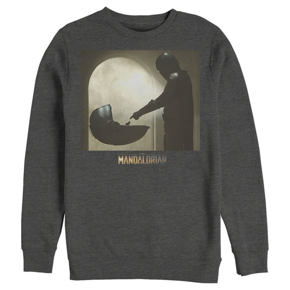 Men's Star Wars: The Mandalorian The Child Bounty Silhouette Sweatshirt Charcoal Heather Small