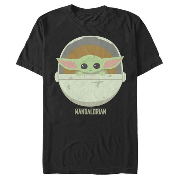 Men's Star Wars: The Mandalorian The Child Cartoon Art Bassinet Graphic Tee Black 3X Large